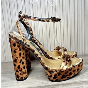 Jessica Rich Women's Satin Leopard Platform Sandals Size 9